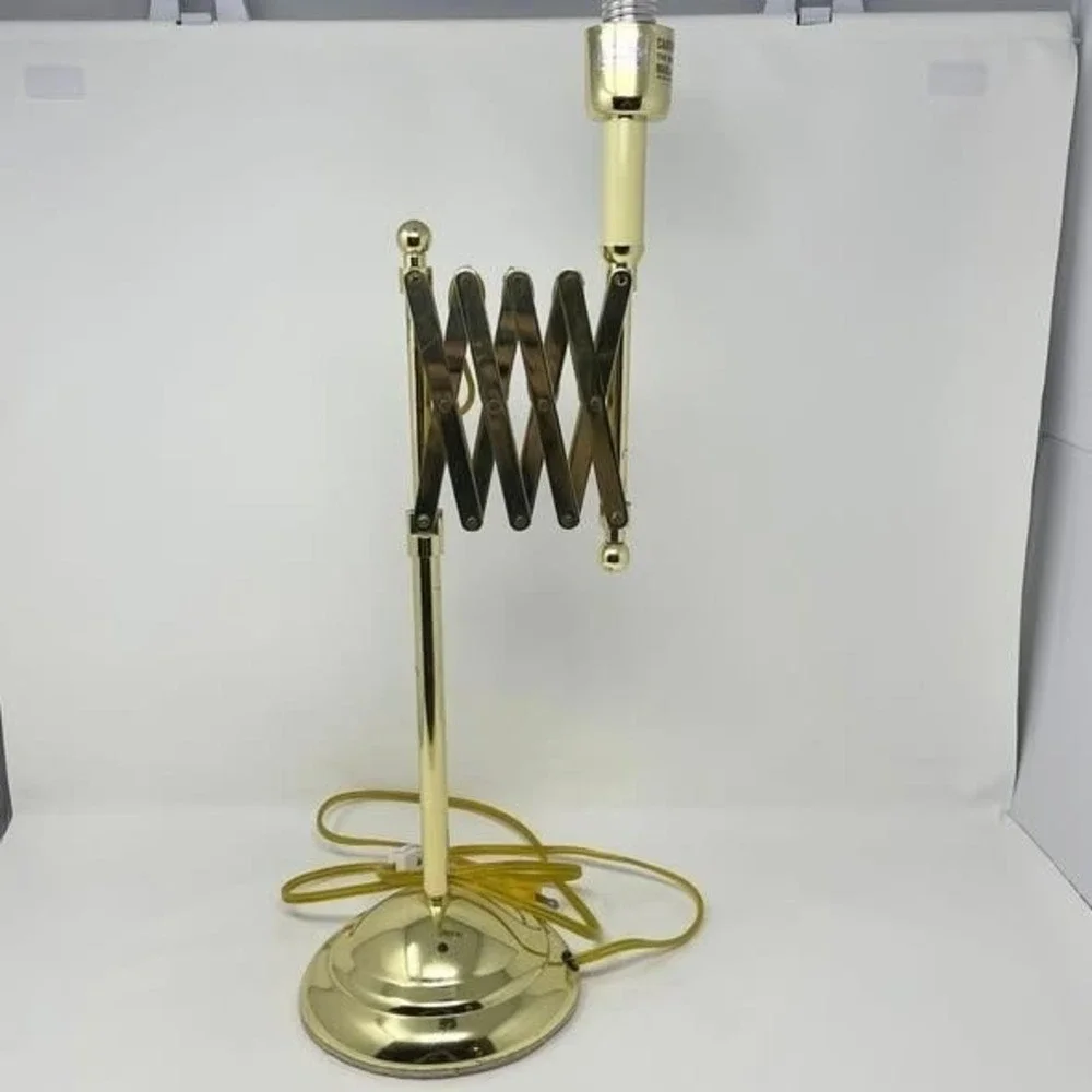 Vintage MCM Brass Extending Accordion Scissor‎ Table Lamp Sturdy Tested Works